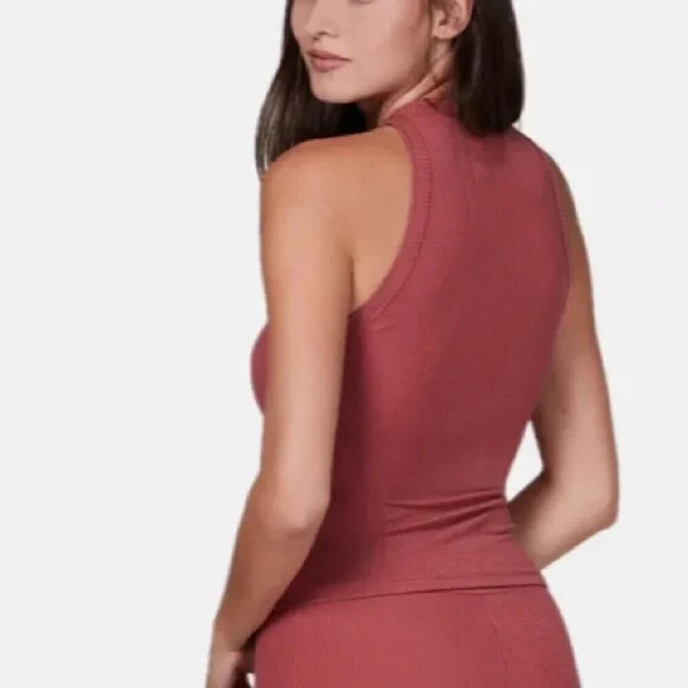 Lett Ventura High Neck Ribbed Tank Top Terracotta Mauve Women's Size Small - Picture 5 of 11